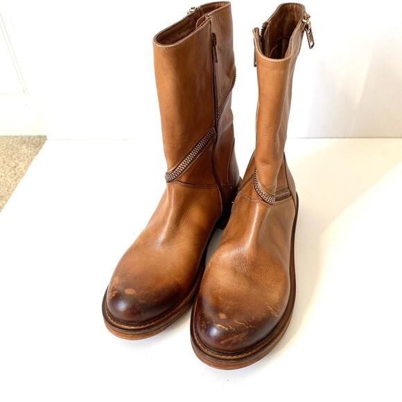 Vintage Foundry Co Regine Brown Leather Zipper Boots size 7.5 - Picture 3 of 10